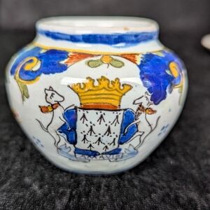 Vintage French Hand Painted Pornichet Signed Faience pottery Petite Pot